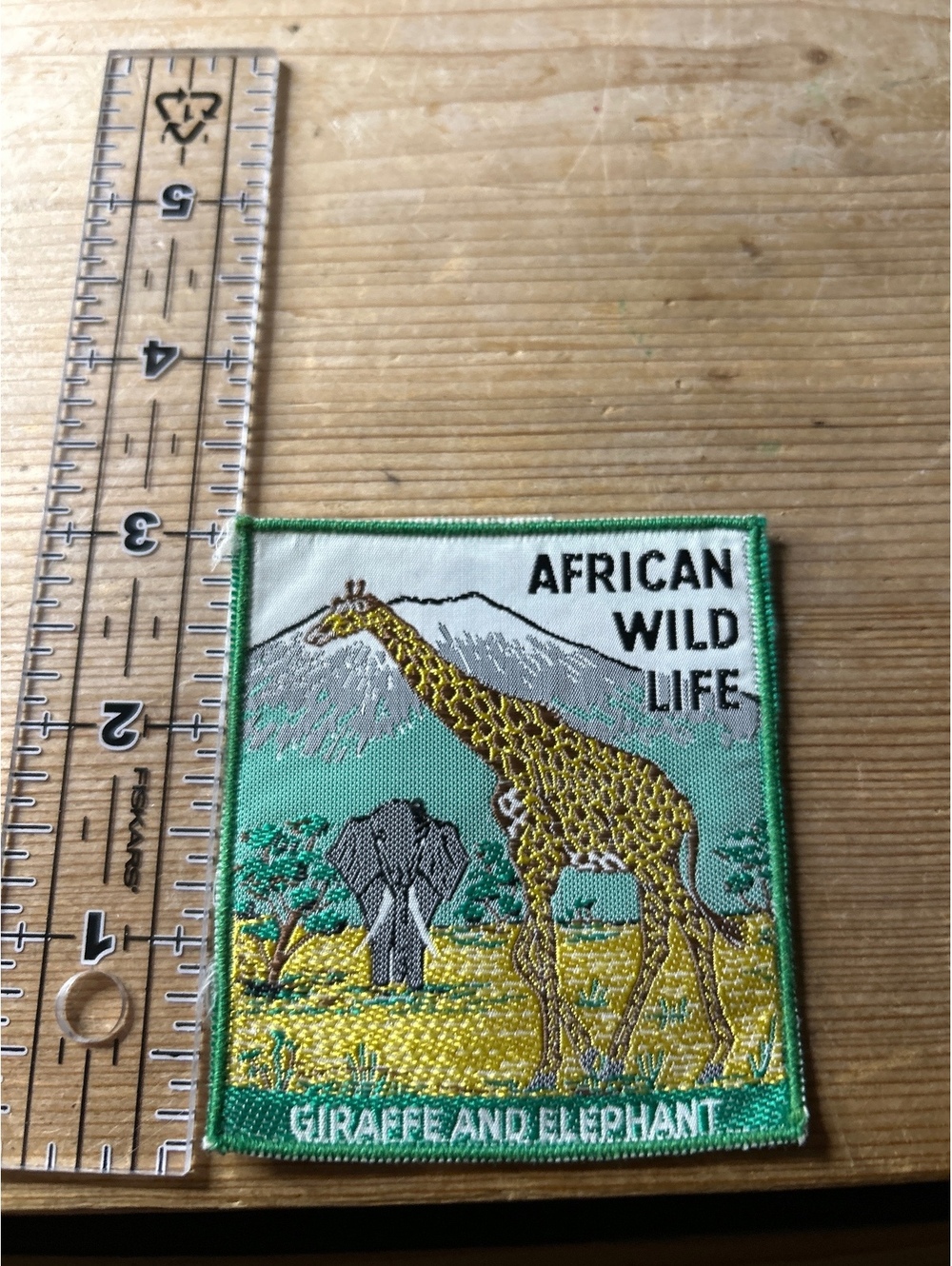 African Wildlife Giraffe and Elephant Embroidered Patch